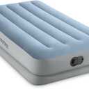 Intex 64157E Dura-Beam Plus Mid-Rise Air Mattress: Fiber-Tech Twin Size Built-in USB Electric Pump 14in Bed Height 300lb Weight Capacity
