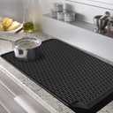 Golener Silicone Stove Cover - 36.5" x 20.5" Electric Stove Protector, Food Grade, Foldable, Easy Clean, Heat-resistant Silicone Mat for Glass, Black (36.5" x 20.5")