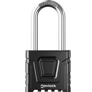 2.3in Long Shackle Outdoor Combination Lock  Heavy Duty, Large, Weatherproof Padlock with Code  for Gates, Fences, Sheds, Lockers, Cabinets, Storage Units  1-Pack, Black