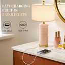 PoKat 25'' Table Lamps Set of 2 for Bedroom with 3-Way Dimmable Touch Control, Bedside Lamps with USB A+C Ports for Living Room, Modern Ceramic Pink Lamps for Kids Girls Decor (2 Bulbs Included)