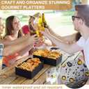 Chinco 300 Pieces Paperboard Kraft Food Trays 4 Corner Pop up Food Tray Disposable Foldable Cardboard Movie Night Snack Party Container Box for Holding Drink at Stadiums or Theaters (Black)