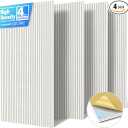4 Pack Large Acoustic Panels Sound Absorbing with Self-Adhesive, 47.2”*23.6”*0.36” High Density Sound Proof Foam Panels for Walls, 3D Vertical Soundproof Wall Panels for Home Studio Office Decor-White