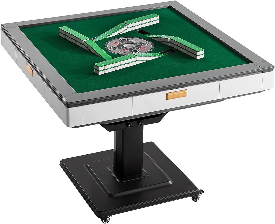 VEVOR Automatic Mahjong Table with Wheels, 2 Sets of 42 mm Tiles (152 Pcs), Roller Coaster Style Mahjong-Table, Foldable and Automatic Shuffler, for Home, Outdoor Leisure & Gifts for Mahjong Players