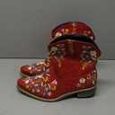 Cowboy Boots for Women, Cowgirl Boots with Sparkly Embroidered Rhinestones, Short Western Ankle Boots for Women with Side Zipper Pull On (6)