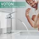 VOTON Chrome Bathroom Faucets Modern Single Handle Waterfall Sink Faucet for 1 or 3 Holes with Deck Plate, Rv Sink Camper Farmhouse Bathroom Utility Remodel Faucet