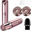 Facial Hair Removal for Women, Electric Painless Rechargeable Facial Hair Remover for Face, Lip, Chin with 2 x Replacement Heads