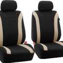 FH Group Cosmopolitan Universal Car Seat Covers Front Cloth Seat Cover Set, Washable, Airbag Compatible, Interior Upgrade for SUV, Truck, Sedan, Van Beige