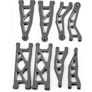 Aluminum Alloy Front & Rear Upper & Lower Swing Arms Upgrade Parts for Arrma 1/18 Granite Grom Typhon Grom (Black)