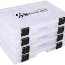 Sougayilang Fishing Tackle Boxes - 3600 3700 Plastic Storage Organizer Box with Removable Dividers - Fishing Tackle Storage - 4 Packs Transparent Tackle Trays