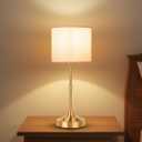 MHazlxs Rechargeable Table Lamp, Cordless Touch Lamps, Portable Desk Light with Stepless Dimmable Brightness & Fabric Shade for Nightstand Bedside Living Room (Gold, Straight)