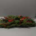 Northlight Holly and Berries Christmas Pillar Candle Holder with Pine Cones - 28"