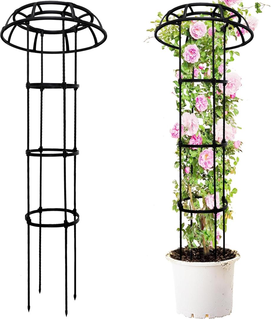 53" Garden Trellis for Climbing Plants,Mushroom Shape Top Enhanced Support Plant Trellis for Potted Plants,Outdoor Heavy-Duty Stable Obelisk Trellis for Clematis,Cucumber,Tomato,Grape,Rose,Pea,Vine