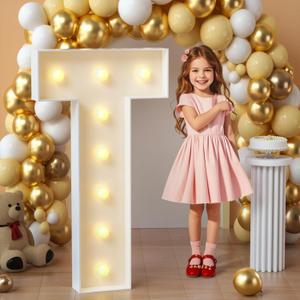 imprsv Marquee Light Up Letters, Mosaic Letters 3FT Marquee Letters for Baby Shower Engagement Graduation Party Decor, Large Marquee Letters for Party Decorations, Letter T (Need to Assemble) (3 FT)