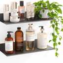 Fixwal Metal Wall Shelves, 2 Sets of Floating Mounted Shelf for Bathroom Decor, Bedroom, Living Room and Plants (Black)