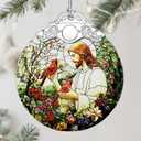 3 x Jesus with Cardinals Ornament, Christian Christmas Ornament, Religious Christmas Decor, Jesus Christ Decoration, Memorial Gift, Christian Gifts, Religious Gifts, Gift Idea
