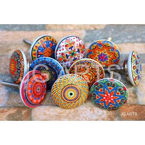 20 x Mix Vintage Look Flower Ceramic Knobs Door Handle Cabinet Drawer Cupboard Pull Mandala Xfer New