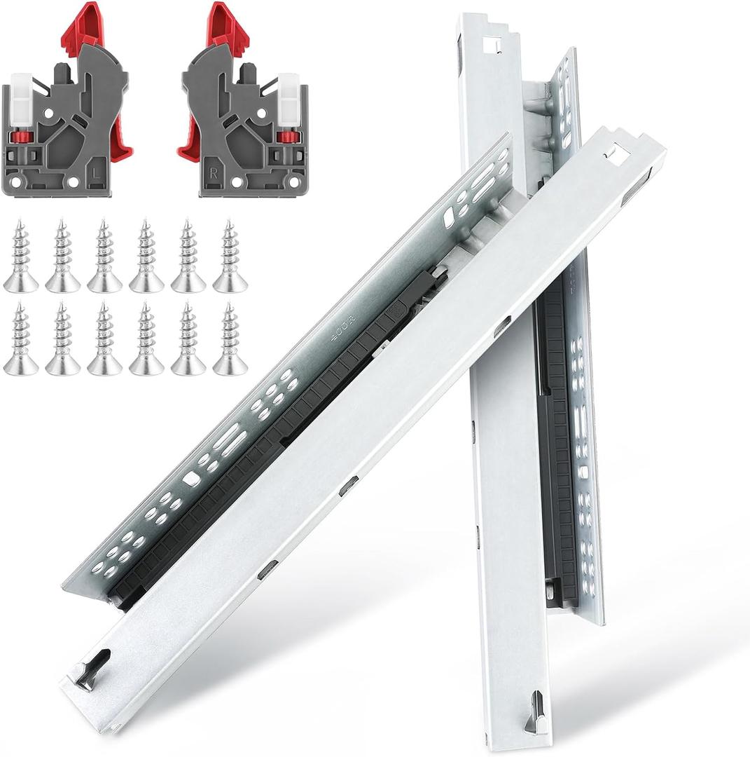 6 Pair of 18 Inch Soft Close Undermount Bottom Mount Drawer Slides 100lb Load Capacity Full Extension Concealed Drawer Glides Rails
