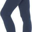 Leggings Depot Women's High Waisted Cotton Leggings - 28" Yoga Full Length - Soft Breathable 3" Wide Waistband Pants, Yoga Navy, X-Small