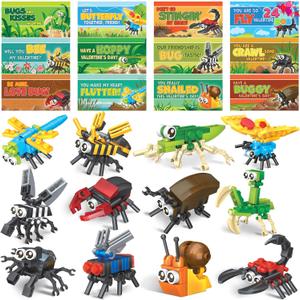 JOYIN 24 Packs Valentines Party Gift Cards with Building for Party Favor, Kids Classroom Exchange, Prize Supplies, Valentines Gifts Exchange School Rewards