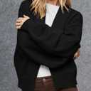BTFBM Womens Oversized Cardigan Sweaters 2025 Fall Long Sleeve Knit Open Front Lightweight Sweater Outwear Coats (Black, S)