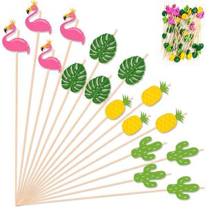 2 x Luau Party Decorations - 48 PCS Hawaiian Cocktail Picks | Tropical Party Favors Supplies Decor Accessories for Summer Beach Pool -Toothpicks for Appetizers Charcuterie Sandwich Cocktail Skewers Sticks