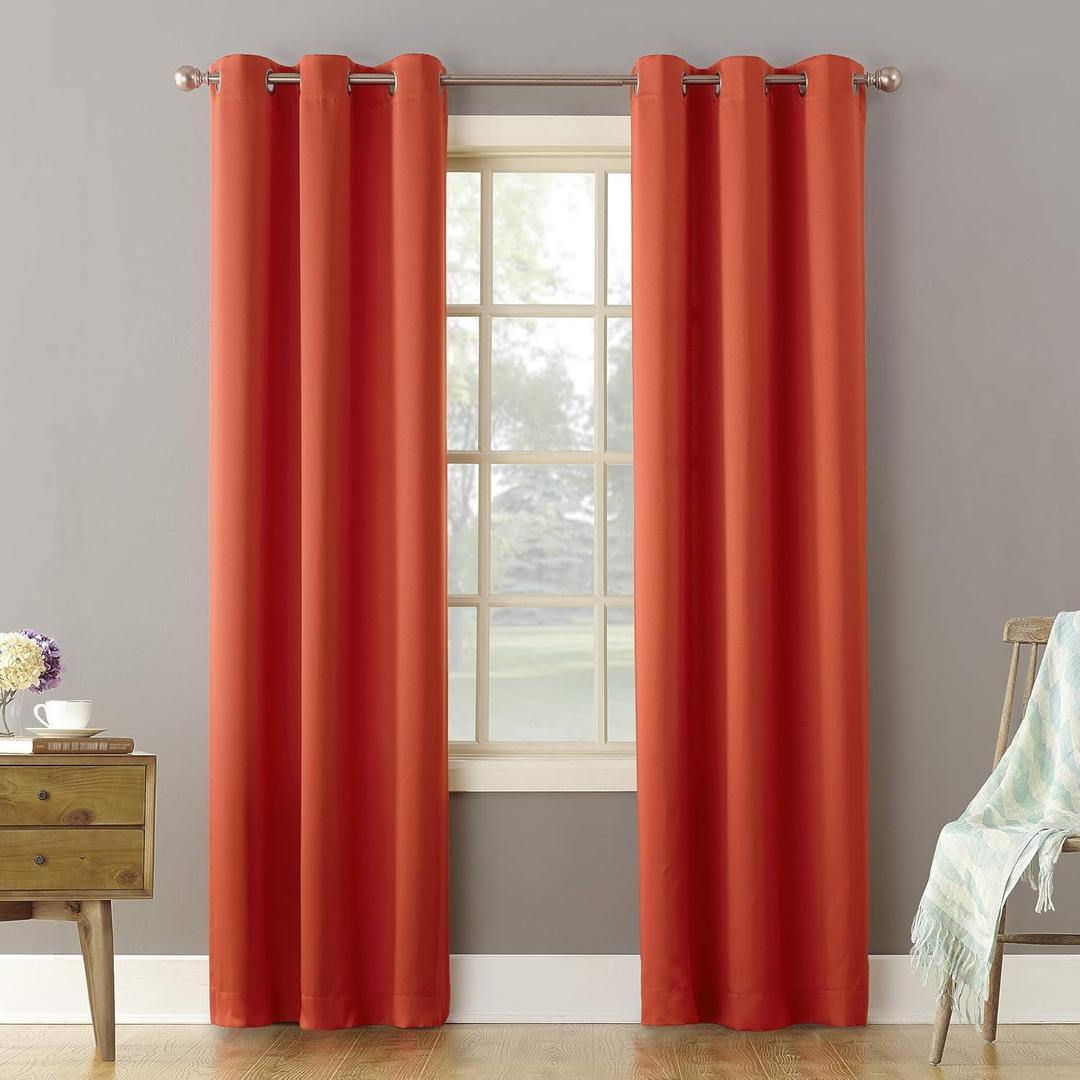 Sun Zero Becca Energy Efficient Grommet Curtain Panel, 40" x 84", Tangerine