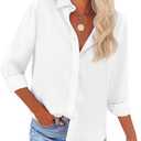 siliteelon Button Down Shirts for Women Dress Shirts Long Sleeve Wrinkle-Free Blouse Casual Solid Office Work Tunic Top, Size: XL