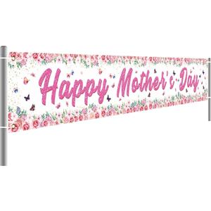 Happy Mothers Day Banner Mothers Day Decorations Mother's Party Indoor and Outdoor Courtyard Decorations