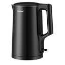 COMFEE' 1.7L Double Wall Electric Tea Kettle and Kettle Water Boiler, 100% Stainless Steel Interior & Lid & Spout, TwoLevel Wide Open Lid, 1500W Fast Boiling, AutoOff and BoilDry Protection