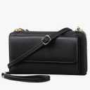 Fashion Ladies Solid Color Large Capacity Leather Shoulder Bag Messenger Bag over Shoulder Bag (Black, One Size)