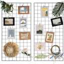 Lnrueg 2 Pack Wire Wall Grid Panel 30" x 15", Wall Grid Shelf with Photo Frames for Photo Display, Metal Mesh Message Board Memo Boards, Heavy Duty Gridwall Display Rack for Art Retail Display, 31.5"l X 15.7"w