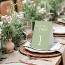 JarThenaAMCS 31Pcs Sage Green Table Numbers Head Table 1-30 Wedding Table Signs Reserved Seating Signs for Wedding Birthday Party Reception