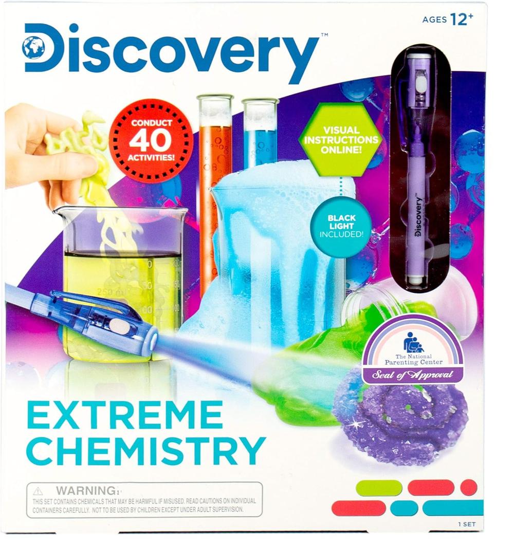 Discovery Extreme Chemistry STEM Science Kit, At-Home STEM Kits For Kids, Chemistry Experiments, Chemistry Activities for Birthday Parties, Sleepovers, Science Set For Kids Ages 8, 9, 10