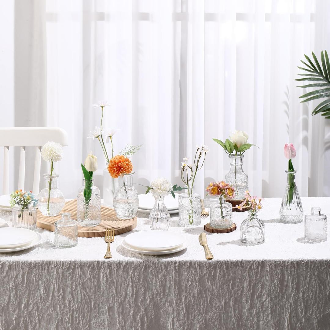 ROLLSCERAY Bud Vases Set of 12, Glass Vases for Centerpieces, Small Vases for Flowers, Small Flower Vases for Centerpieces, Mini Vases, Vintage Vases, Clear Bud Vases for Wedding Table Decor