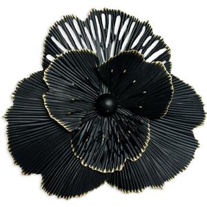 10" Metal Flower Wall Art Decor, Rustic Modern Floral Sculpture, Distressed Iron Wall Hanging Home Decoration Accent Artworks for Indoor Kitchen Bedroom Living Office Outdoor Garden Patio (36C-Black)