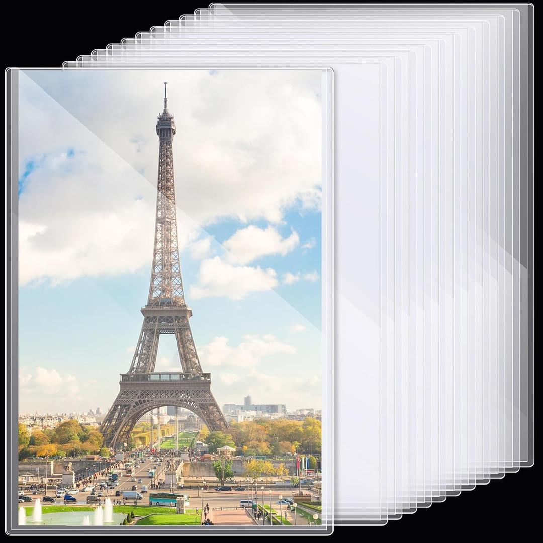 Henoyso 12 Pcs Poster Protector Sleeve 24 x 36 Inch Clear Rigid Print Plastic Protectors Sheet Heavy Duty Crystal Frame Holder for Magazine Photo Paper Poster Prints