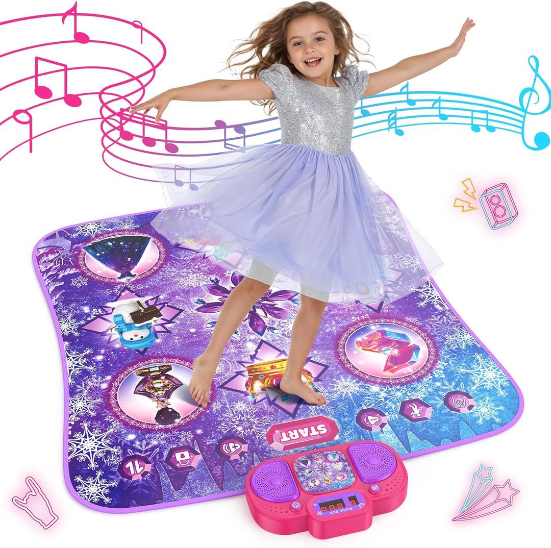 Dance Mat Toys - 8-Button Frozen Toys for Girls Electronic Dance Pad with 5 Game Modes, Touch Sensitive Kids Musical Mat Toy Christmas & Birthday Gift for 3 4 5 6 7 8 9 10+ Years Old Girls(Purple)