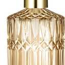 Diamond Design 12 Oz Green Glass Soap Dispenser, Refillable Lotion Soap Dispenser for Bathroom, Kitchen, Hand Soap, Dish Soap, Shampoo, Ideal for Bathroom Countertop. (Clear Gold)