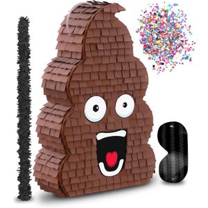 Jergrim Funny Poop Piata 4-Piece Set perfect for Birthday Parties, Decorations, Emoticon Parties, Fun shape, Great Party Addition for kids, teens, and adults (17X10) Durable!