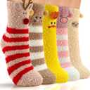 TEHOOK 5 Pairs 3D Cute Fuzzy Socks for Teens Girls Stocking Stuffers Gifts, Funny Animal Soft Fluffy Cozy Warm Socks for Women