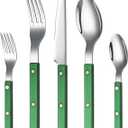 Khen Cutlery Set of 20, 18/8 Stainless Steel Flatware, Modern Silverware for Home, Kitchen, Dining & Table Setting for 4  Stainless Steel, Dishwasher Safe, Lightweight & Ergonomic Design Gift - Green