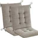 Outdoor Patio Cushion, Rocking Chair Cushion, Tufted Pads, Set of Upper and Lower with Ties (1 Set) - Back 20"17", Seat 17"17" (Grey)