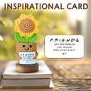 Mini Sunflower Crochet Gift with Card for Women Best Friend, Soul Sister, Long Distance Pal, Friends Are the Family You Choose, Cute Decor for Birthday, Christmas for Bestie, BFF, Coworker