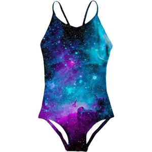 Idgreatim Little Girls One Piece Swimsuits Quick Dry Beach Swimwear Bathing Suit for Beach 3-12 Years (5-6 Years, Galaxy Blue)