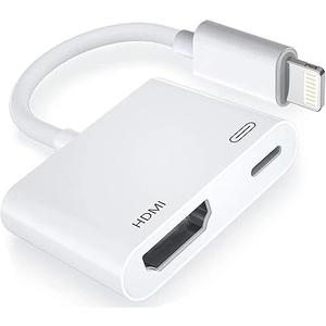 [Apple MFi Certified] Lightning to HDMI Adapter, No Power Needed 1080P Video & Audio Sync Screen Converter with Lightning Charging Port, iPhone to HDMI Adapter Compatible with iOS