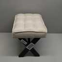 IBUYKE Small 12" H Footrest Stool, Square Linen Foot Stool with Metal X-Leg, Multi-Use as Small Side Table, Step Stool for Living Room, Bedroom, Entryway, Office, Linen WBD011Y