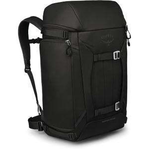 Osprey Mountain Bound Ski & Snowboard Boot Bag Plus - Boot Backpack with Vertical Snowboard Carry and A-Frame Ski Carry - Premium Winter Luggage with Shoe Mat and AirScape Technology, Black