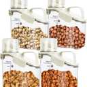 Small Cereal Containers Storage with Pour Spout and Measuring Cup Food Storage Containers Airtight Plastic Dry Food Dispenser for Flour, Grain, Rice, White, 1.6L / 54oz (4pcs)