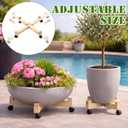 Novabright Adjustable Plant Stand with Wheels 21-30 Inch Heavy Duty Rolling Plant Dolly Wooden Caddy with 4 Lockable Caster Wheels for Outdoor Indoor Large Pots Planter