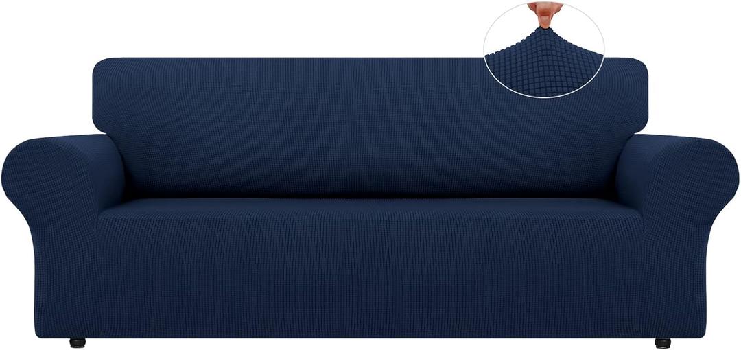 LURKA Stretch Oversized Sofa Slipcovers 1 Piece Couch Covers for 3 Cushion Couch Sofa Furniture Protector Full Sofa Covers with Elastic Bottom for Kids and Pet (X-Large, Navy)